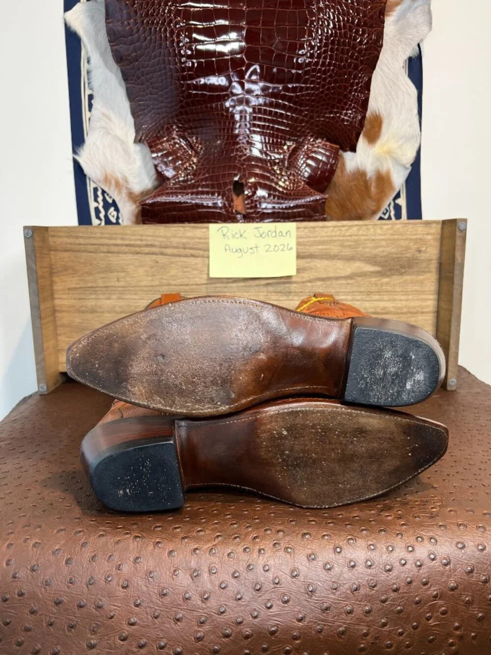 Lucchese 1883 Honey/Brandy Color Ostrich Leg Cowboy/Cowgirl Boots in size 10B/8D